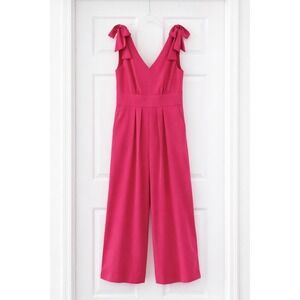 J Crew Drapey Tie Shoulder Jumpsuit Size‎ 8 Wide Leg Pink NWT